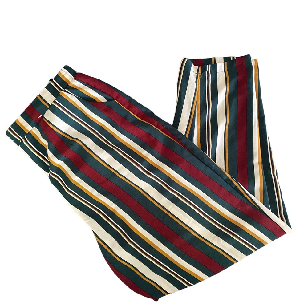 Rue 21 XL Striped Pants Maroon, Yellow, Green and White